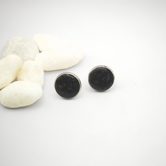 Crushed Starstone Stainless Steel Ear Studs 12mm