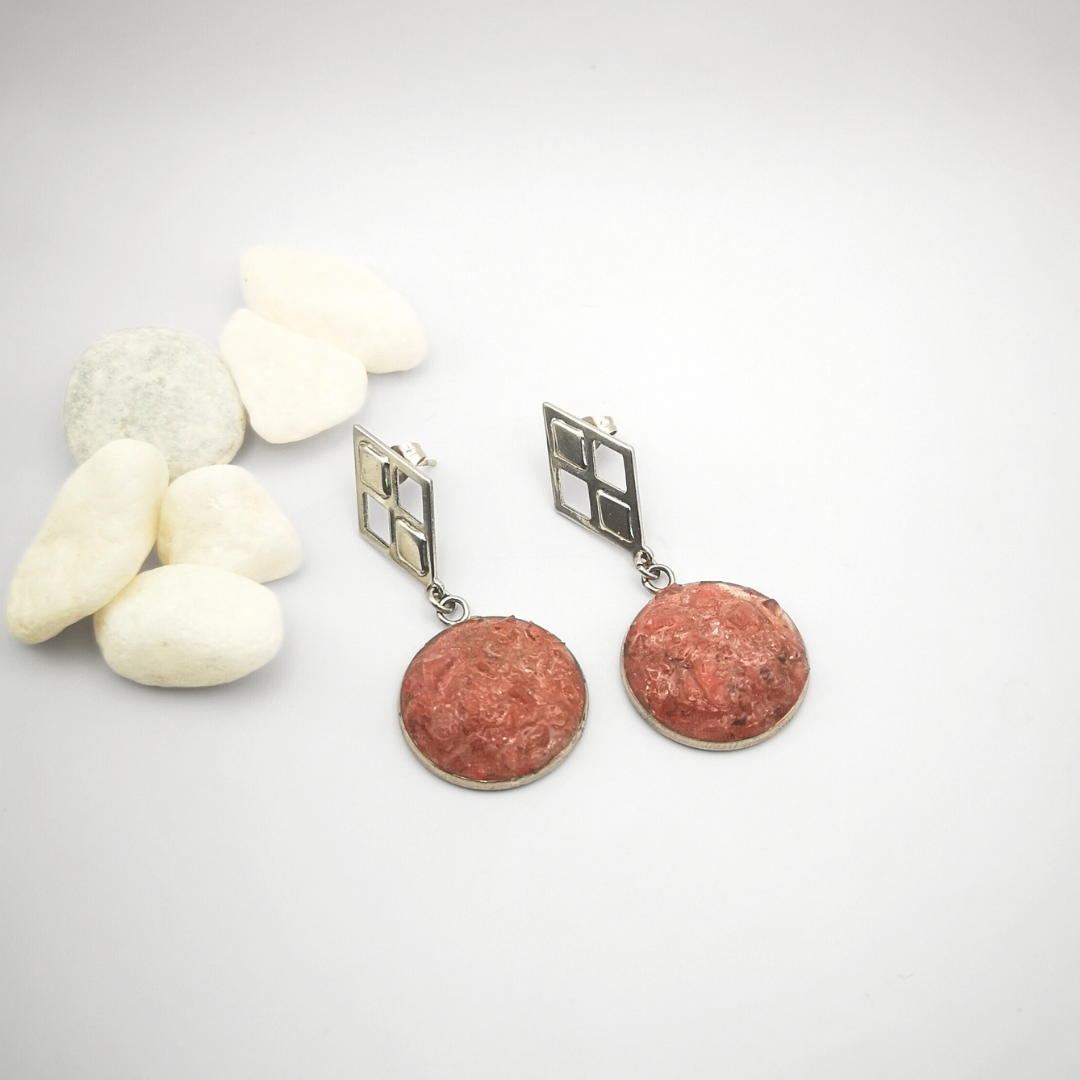 Strawberry Quartz Drop Earrings – Stainless Steel