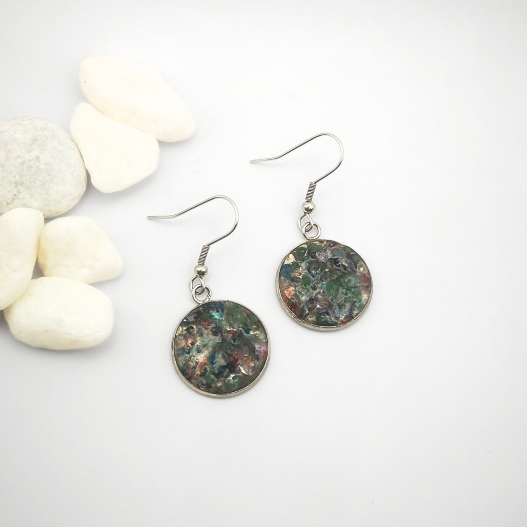 Crushed Mixed Agate Drop Earrings – Stainless Steel