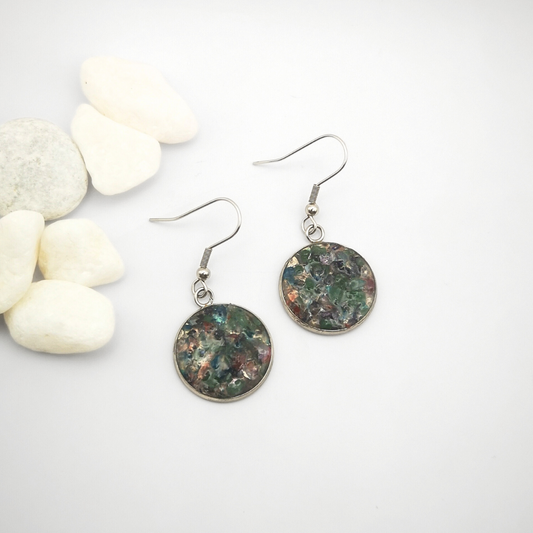 Crushed Mixed Agate Drop Earrings – Stainless Steel