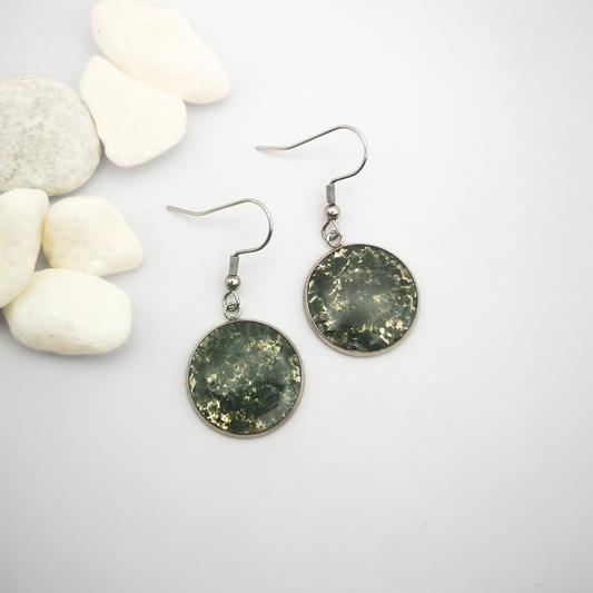 Green Moss Agate Drop Earrings – Stainless Steel