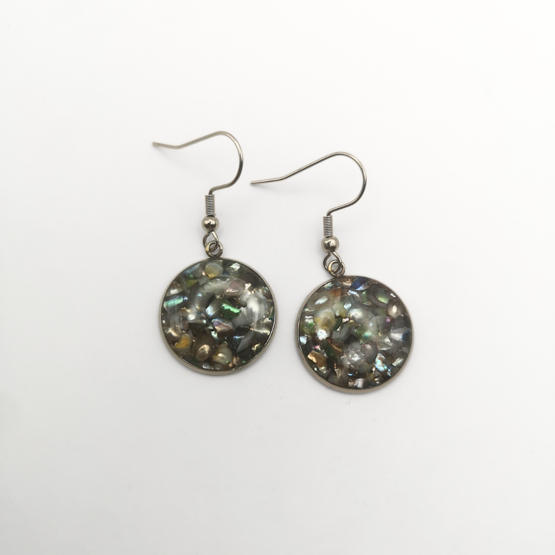 "Moonstone Drift" – Stainless Steel Drop Earrings with Crushed Freshwater Pearls