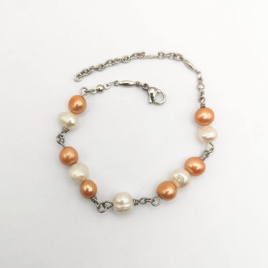 Elegant Freshwater Pearl & Stainless Steel Bracelet