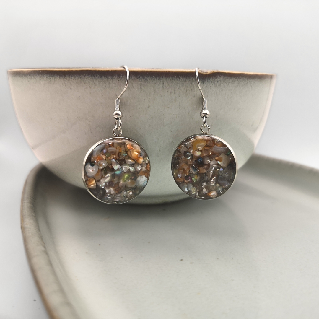 Drop Earrings with Crushed Freshwater Pearls