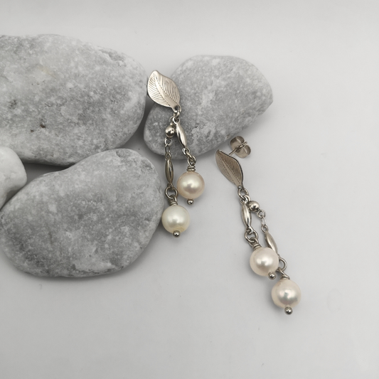 Freshwater Pearl Stainless Steel Drop Earrings
