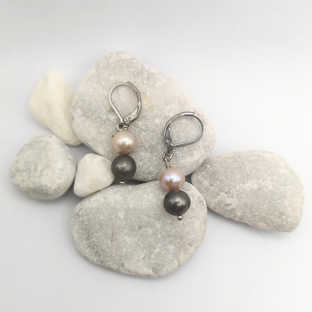 Freshwater Pearl Stainless Steel Drop Earrings