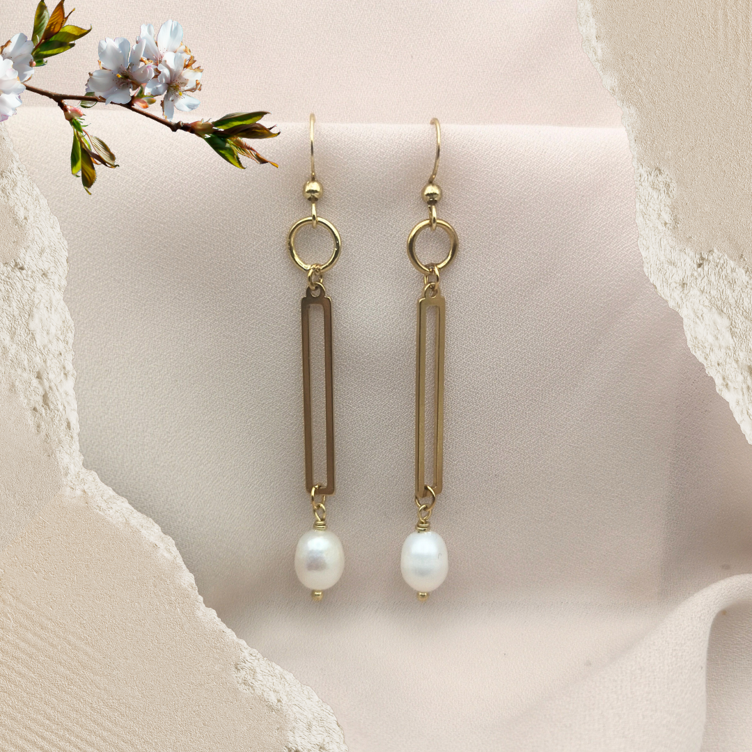 Gold Plated Dangle Earrings with Freshwater Pearls