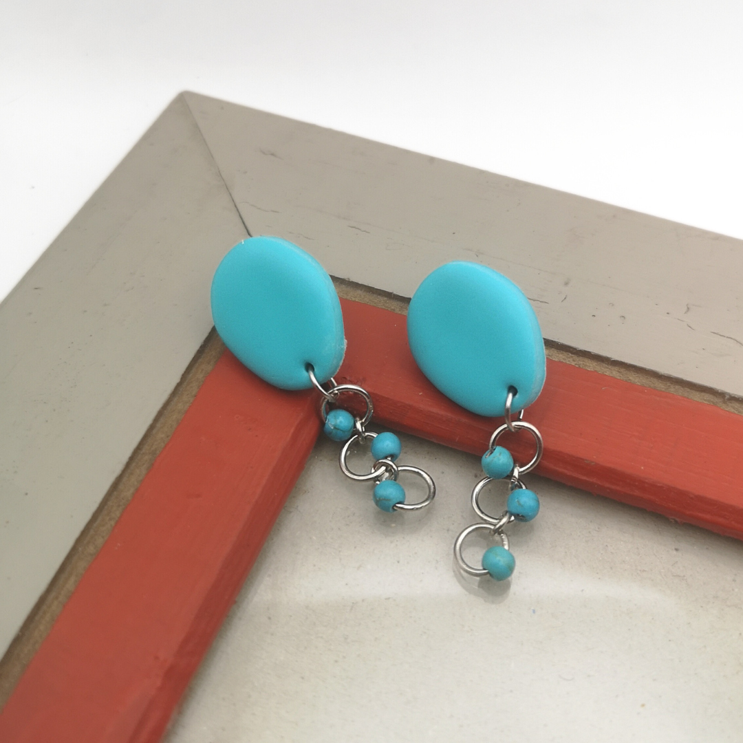 Turquoise Polymer Clay Drop Earrings