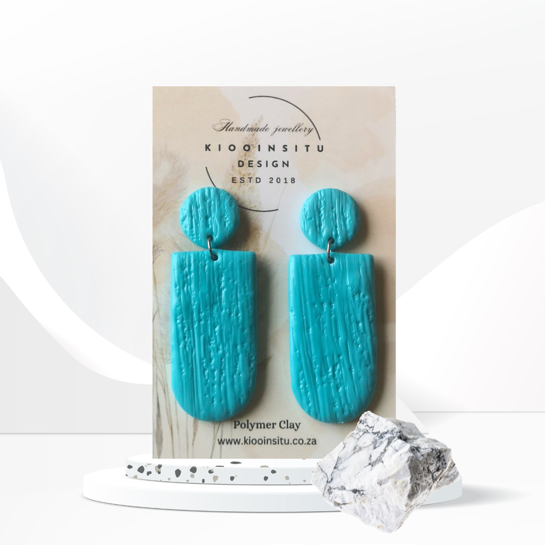 Turquoise Polymer Clay Drop Earrings