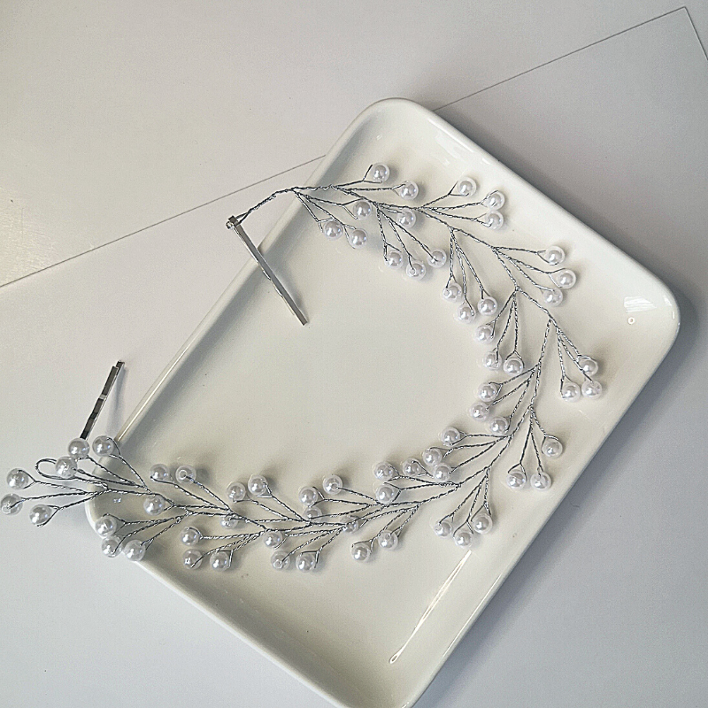 Imitation Pearl Silver Metal Headband