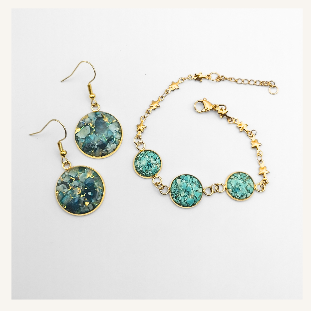 Unique handmade crushed gemstone jewellery