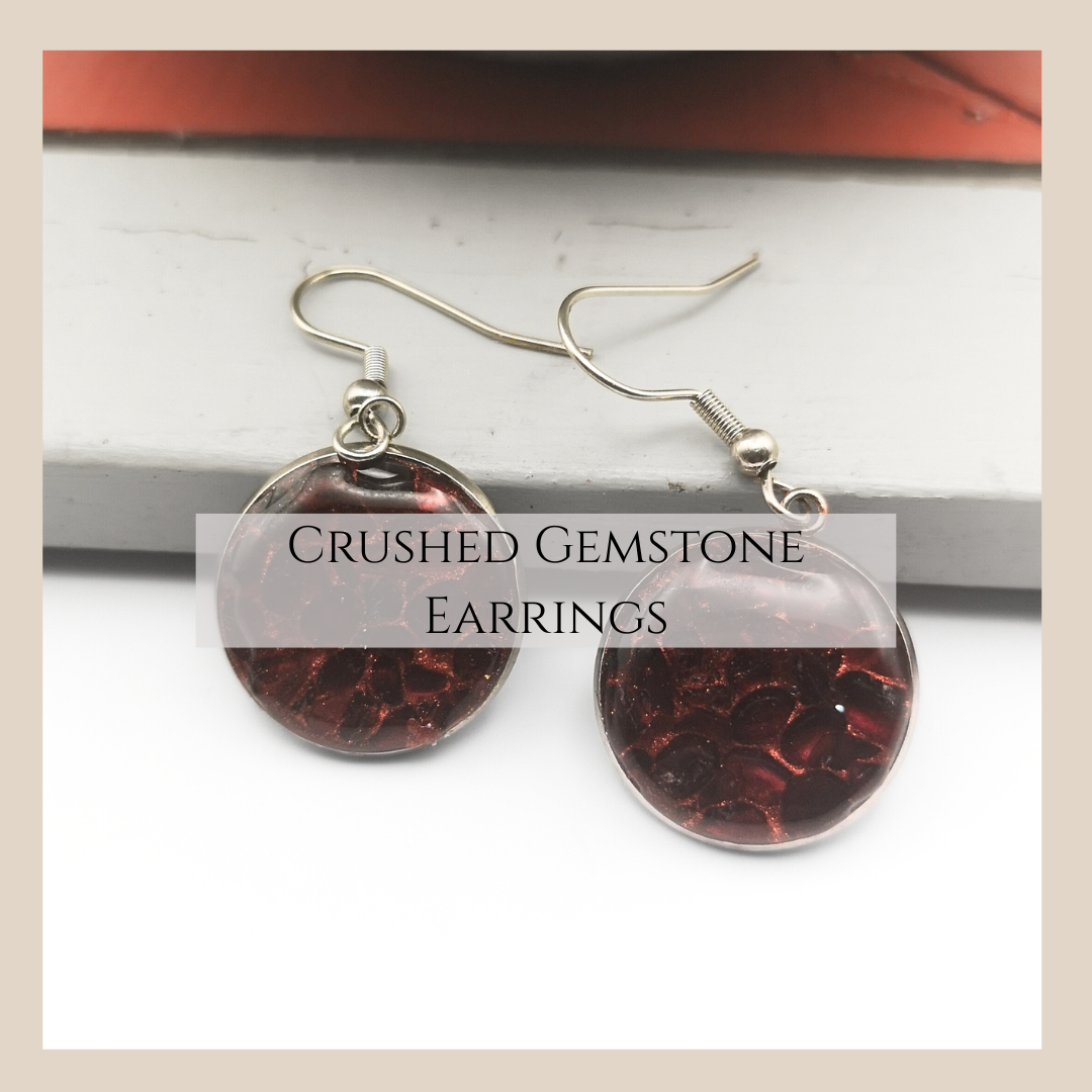 Crushed gemstone earrings