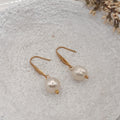 Natural 10mm white freshwater pearl drop earrings with gold plated 316L stainless steel hooks