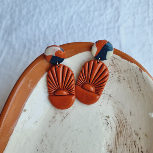 Unique handmade Terracotta Oval Polymer Clay Earrings! These stunning earrings are a true work of art, crafted with care and precision