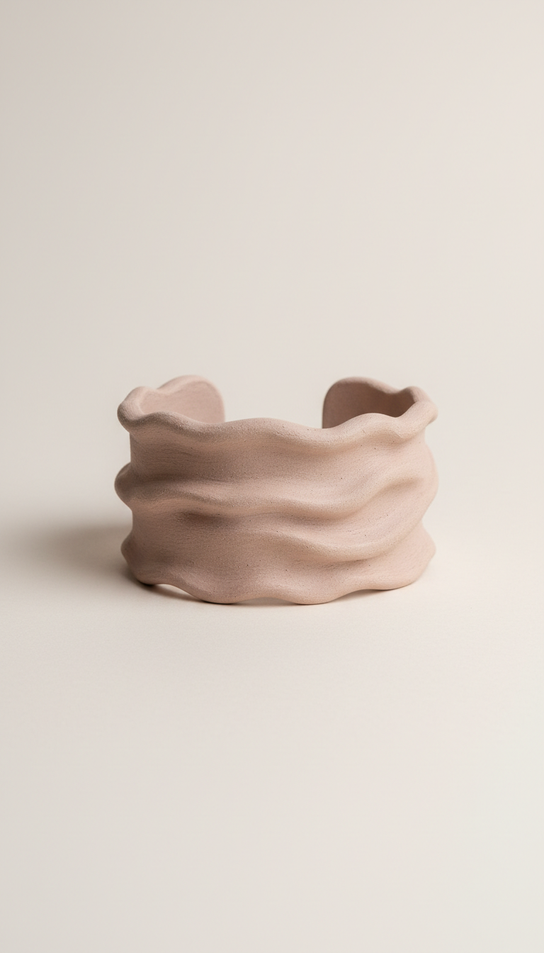 Artisanal Blush Clay Cuff Bracelet