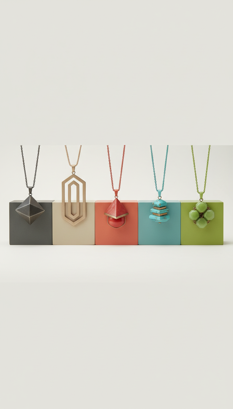 Geometric pendant necklace handcrafted