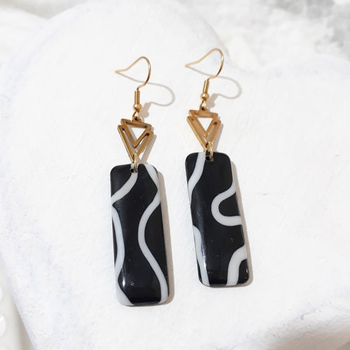 Black & White Polymer Clay Dangle Earrings