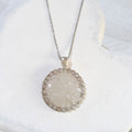 Crushed Clear Quartz & Rhinestone Pendant Necklace