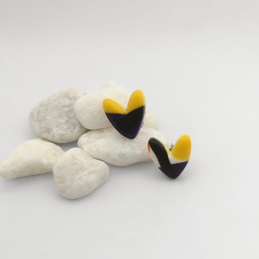 Color Pop Hearts Handmade Polymer Clay Earrings with Stainless Steel Pins