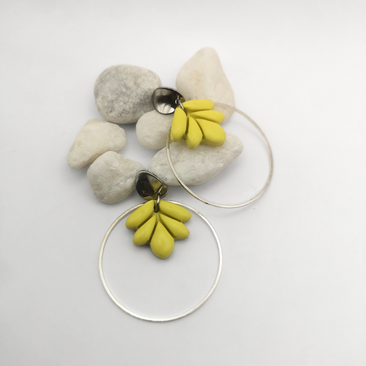 Spring Sunlight - Polymer Clay Stainless Steel Hoop Earrings