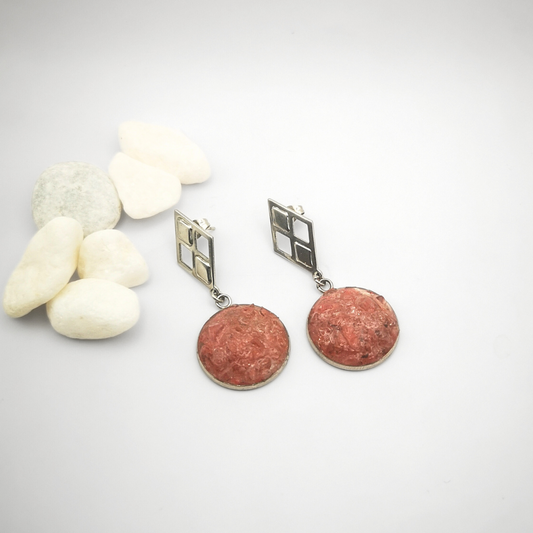 Strawberry Quartz Drop Earrings – Stainless Steel