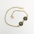 Stainless Steel Gold-Plated Bracelet with Crushed Green Freshwater Pearls - Kiooinsitu
