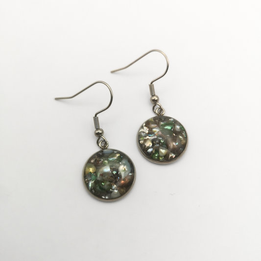 Crushed Freshwater Pearl Stainless Steel Drop Earrings