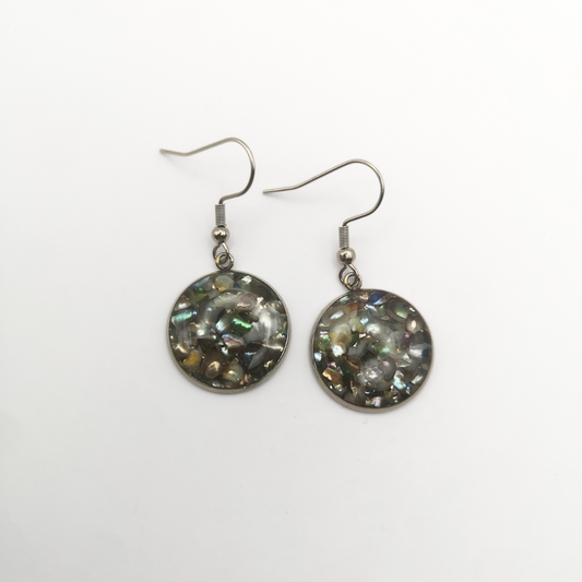 "Moonstone Drift" – Stainless Steel Drop Earrings with Crushed Freshwater Pearls