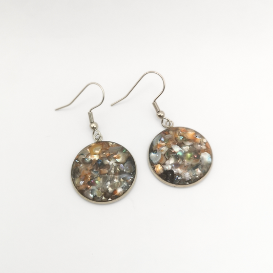 "Earthlight" – Handmade Drop Earrings with Crushed Freshwater Pearls