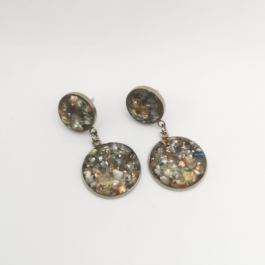 “Pearl Mosaic” - Stainless Steel Drop Earrings