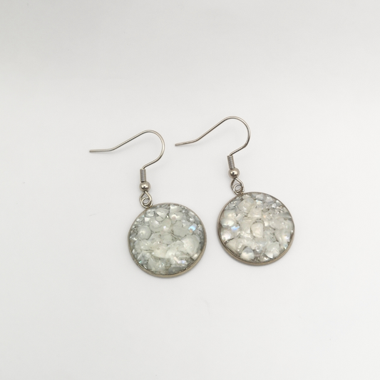 "Moonlit Drops" – Drop Earrings with Crushed Freshwater Pearls