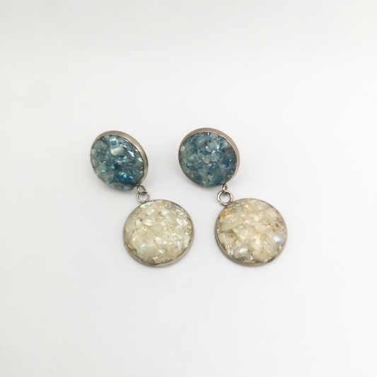 "Ocean & Opal" – Double-Drop Earrings with Crushed Freshwater Pearls