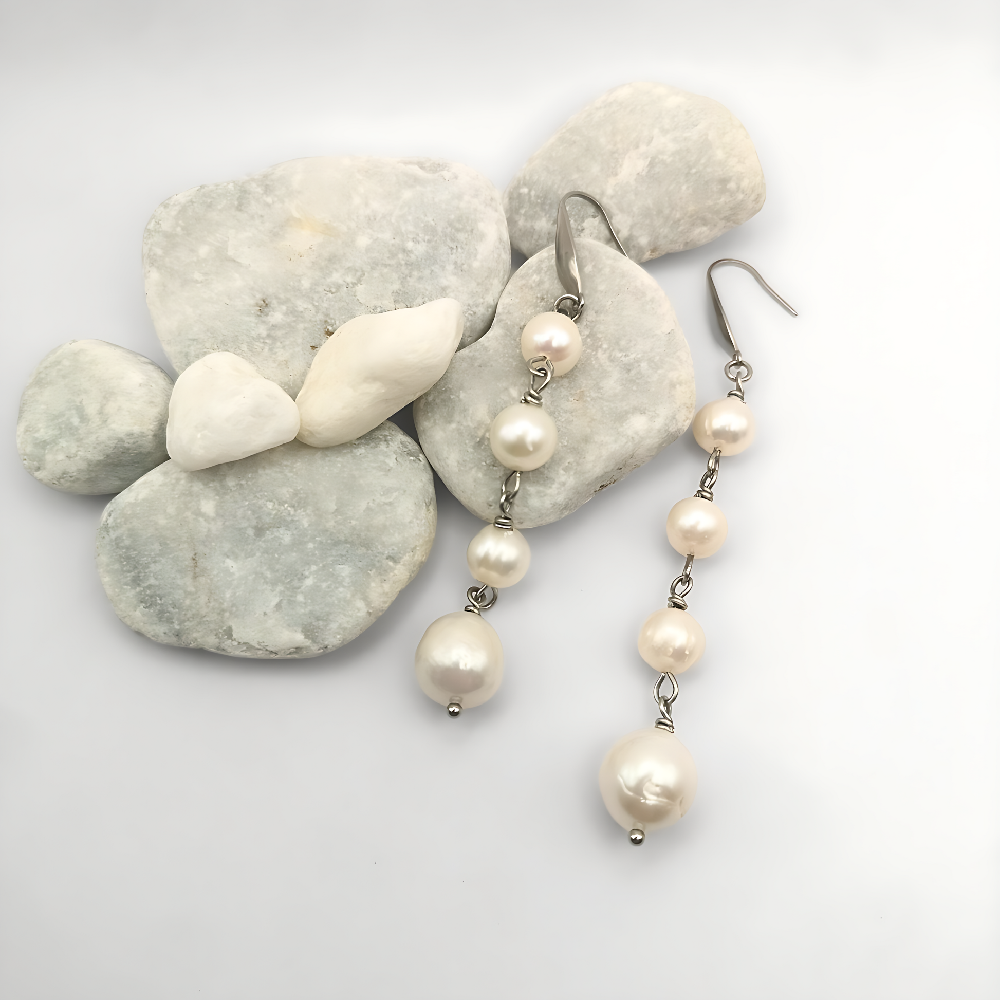 The Celeste Cascade – Freshwater Pearl Drop Earrings
