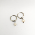 White Freshwater Pearl Hoop Earrings – Stainless Steel - Kiooinsitu