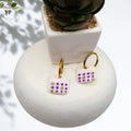 Purple Polka Dot Hoop Earrings - Kiooinsitu