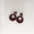Dark Brown Scallop Hoop Polymer Clay Earrings