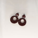 Dark Brown Scallop Hoop Polymer Clay Earrings