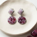 Handmade Pink Agate Drop Earrings - Kiooinsitu