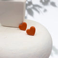 Terracotta Heart Polymer Clay Studs - Kiooinsitu