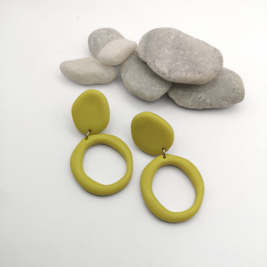 Olive green Polymer Clay Hoop Earrings