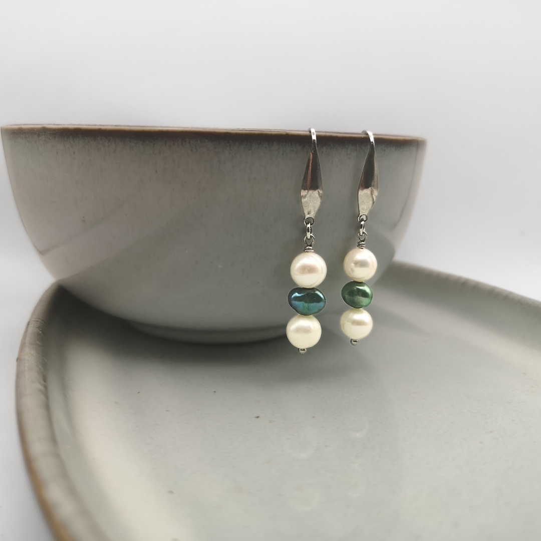 Freshwater Pearl Stainless Steel Drop Earrings - Kiooinsitu