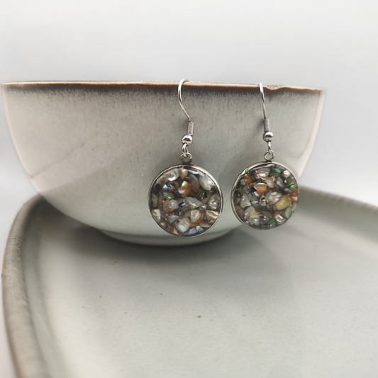 Crushed Freshwater Pearl Stainless Steel Drop Earrings