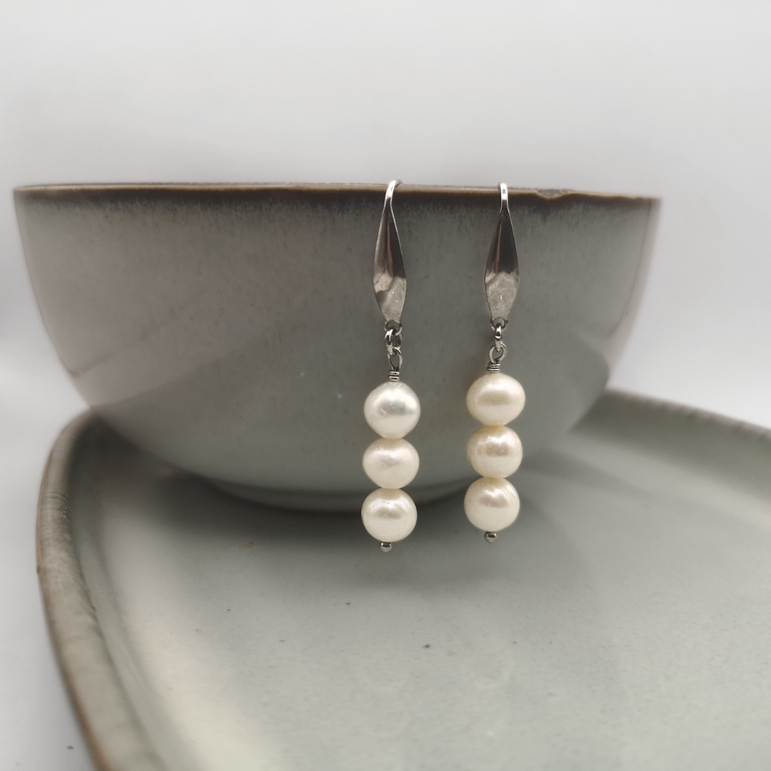 Freshwater Pearl Stainless Steel Drop Earrings - Kiooinsitu