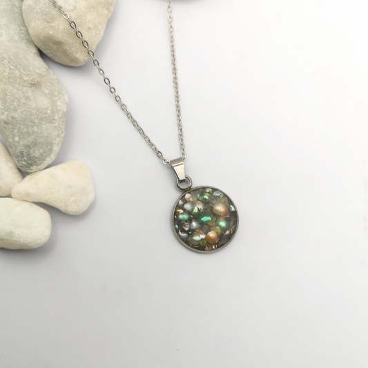 Crushed Freshwater Pearl Pendant Stainless Steel Necklace