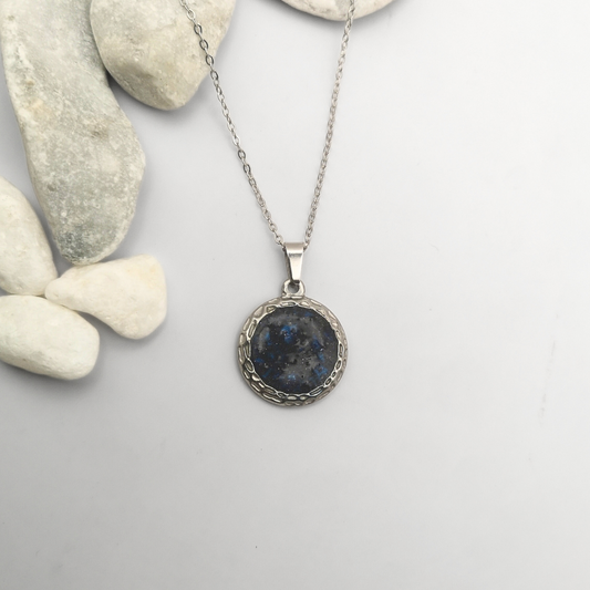 Crushed Starstone Pendant Stainless Steel Necklace