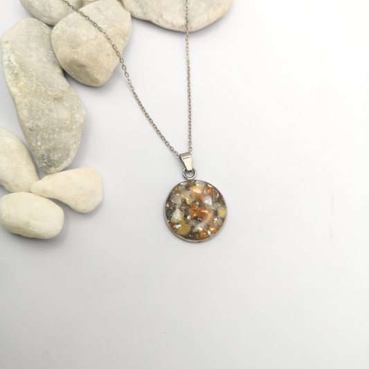 Crushed Freshwater Pearl Pendant Stainless Steel Necklace