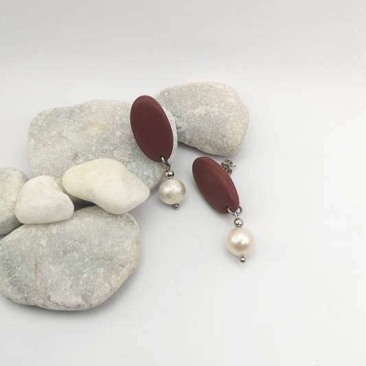  Clay & Freshwater Pearl Elegance Earrings
