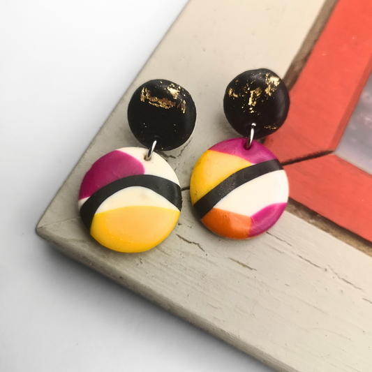 Handmade Polymer Clay Earrings with Gold Leaf