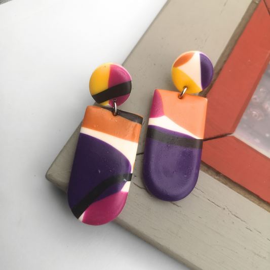 Polymer Clay Statement Drop Earrings