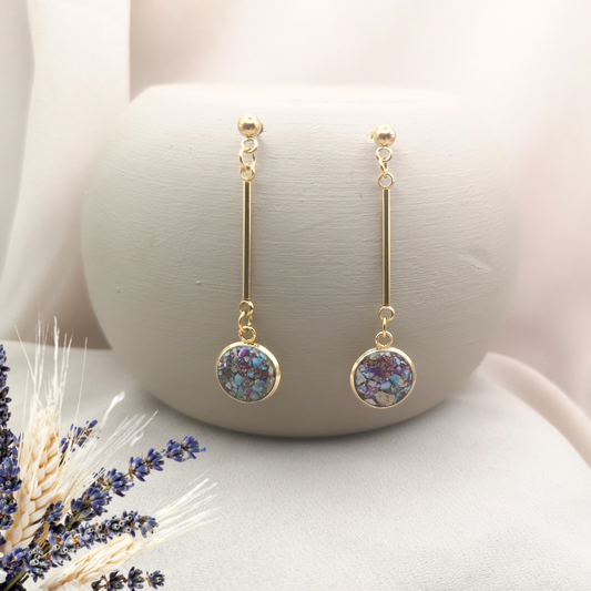 Gold-Plated Stainless Steel Dangle Earrings With Crushed Imperial Jasper